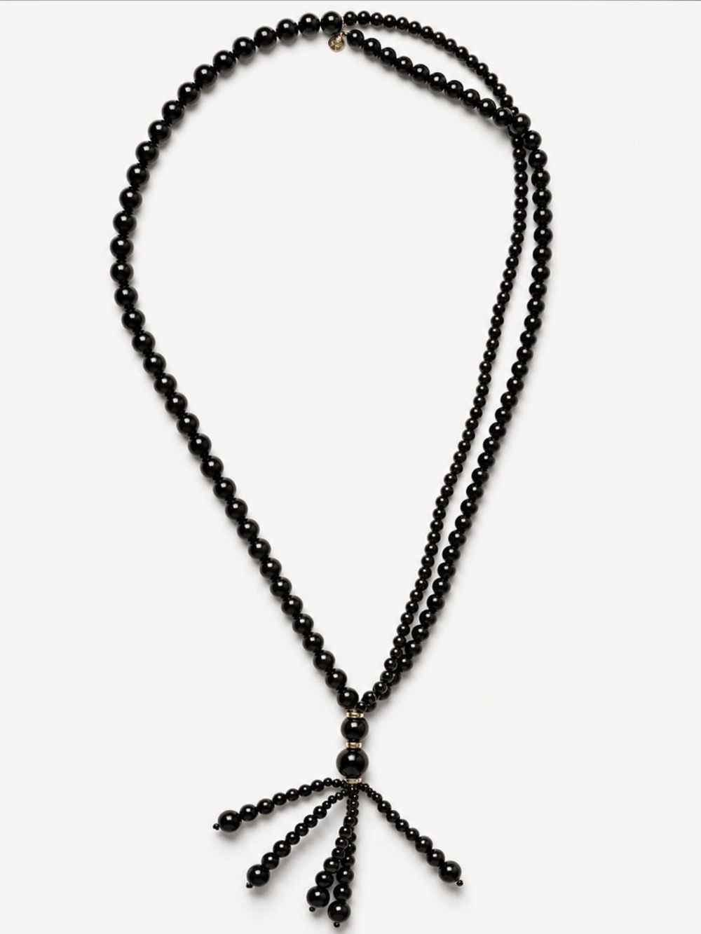 NEW Mayamar Black Beaded Tassel Pendant Statement Necklace Minimalist Layering